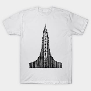 Hallgrimskirkja Sketch (Iceland Cathedral) T-Shirt